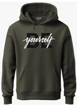 Men Cotton Hooded Sweatshirt – Olive Green