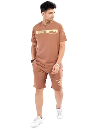 Cotton T-Shirt and Shorts Set for Men,Night Wear for Men,Men’s Pyjama Set