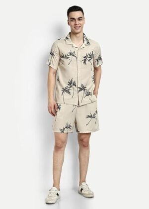 Fashion Men Relaxed Fit Rayon Night Wear Set – Off White