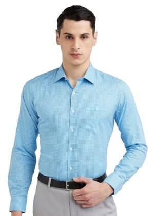 Formal Checkered Shirt for Men| Premium Cotton| Full Sleeves| Slim Fit |Breathable Fabric – Aqua