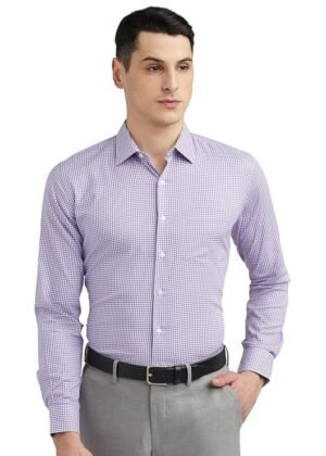 Formal Checkered Shirt for Men| Premium Cotton| Full Sleeves| Slim Fit |Breathable Fabric – Purple