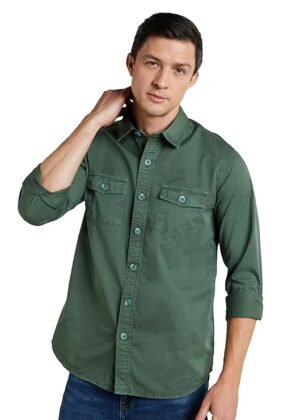 Men’s Casual Washed Cotton Twill Shirt (Regular Fit)