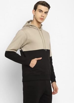 Men’s Colorblocked Cotton Hoodies Sweatshirt (Grey)