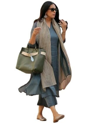 Womens Rayon Blend Solid Straight Kurta with Pant Dupatta Blue