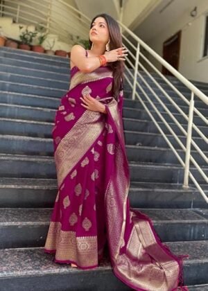 Womens Kanjivaram Art Silk Saree Soft Banarasi Style Sari With Blouse Piece For Wedding