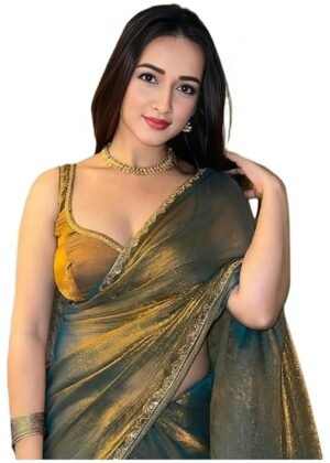 Womens Soft Zimmy Choo Fandy Silk Saree With Hand Work Lace Boarder Comes With Unstitched Blouse Piece (Mustard)