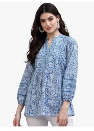 Womens Floral Printed Cotton Regular Fit Top