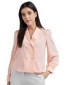Womens Polyester Solid Regular Fit Blouse Peach