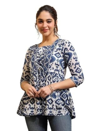 Regular Fit Printed Shirt Top Women | Tops Stylish Latest | Office Wear | Cotton Blend | Girls Top Women’s