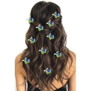 Artificial Plastic Flower with Mogra & Leaf Design Hairpin/Hair Clip/Judabun | Bridal Hair Accessories