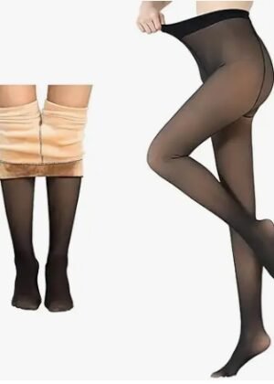 Winter Warm Thermal Fleece Lined Dual-Tone Women Velvet Touch Leggings Tights Pants