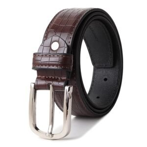 Crocodile Texture Genuine Full-Grain Leather Belt – Perfect for Formal and Casual Wear