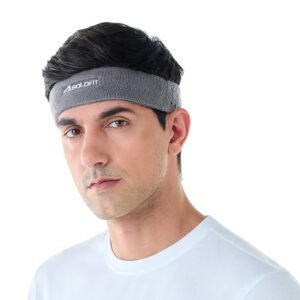 Gym Headband for Men and Women – Sports Headband for Workout & Running, Breathable, Non-Slip Sweat Head Bands for Long Hair (Grey)