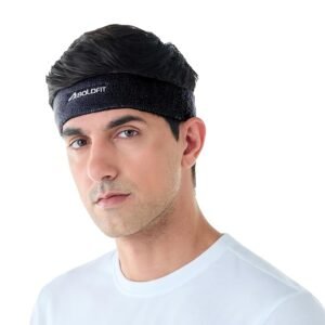 Gym Headband for Men and Women – Sports Headband for Workout & Running, Breathable, Non-Slip Sweat Head Bands for Long Hair (Black)