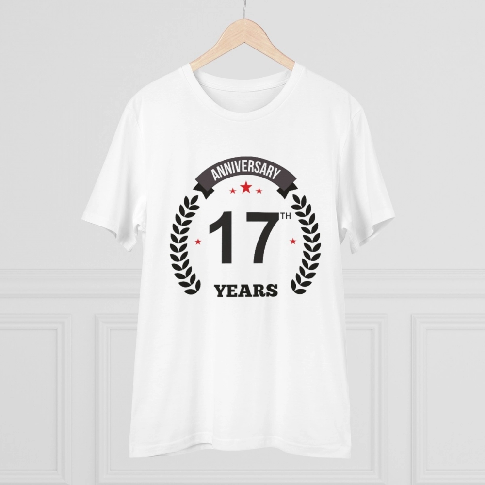 Generic Men's PC Cotton 17th Anniversary Printed T Shirt (Color: White, Thread Count: 180GSM) - Image 5