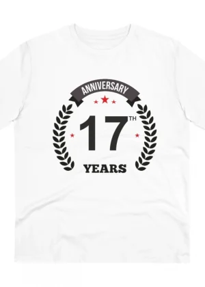 Generic Men's PC Cotton 17th Anniversary Printed T Shirt (Color: White, Thread Count: 180GSM)