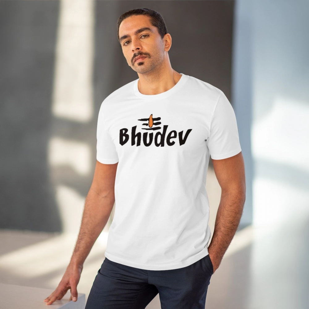 Generic Men's PC Cotton Bhudev Printed T Shirt (Color: White, Thread Count: 180GSM) - Image 2