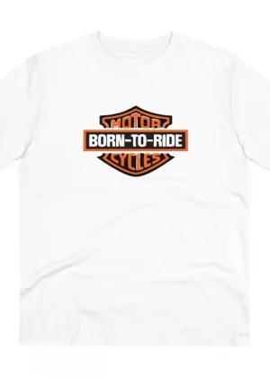 Generic Men's PC Cotton Bike Ride Design Printed T Shirt (Color: White, Thread Count: 180GSM)