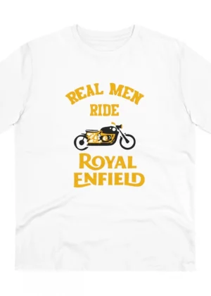 Generic Men's PC Cotton Bike Ride Design Printed T Shirt (Color: White, Thread Count: 180GSM)