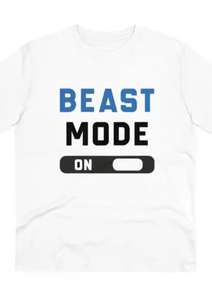 Generic Men's PC Cotton Beast Mode On Printed T Shirt (Color: White, Thread Count: 180GSM)