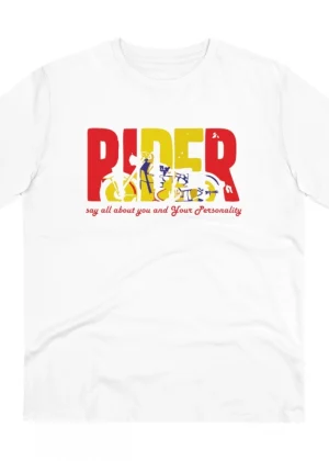 Generic Men's PC Cotton Bike Ride Design Printed T Shirt (Color: White, Thread Count: 180GSM)