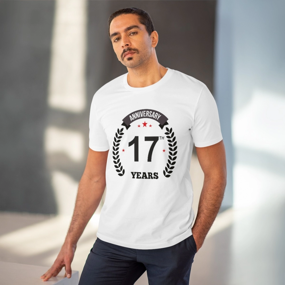 Generic Men's PC Cotton 17th Anniversary Printed T Shirt (Color: White, Thread Count: 180GSM) - Image 2