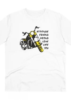 Generic Men's PC Cotton Bike Ride Design Printed T Shirt (Color: White, Thread Count: 180GSM)