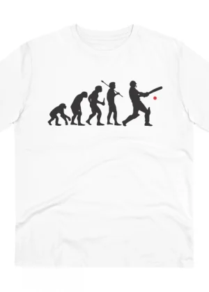 Generic Men's PC Cotton Cricket Design Printed T Shirt (Color: White, Thread Count: 180GSM)