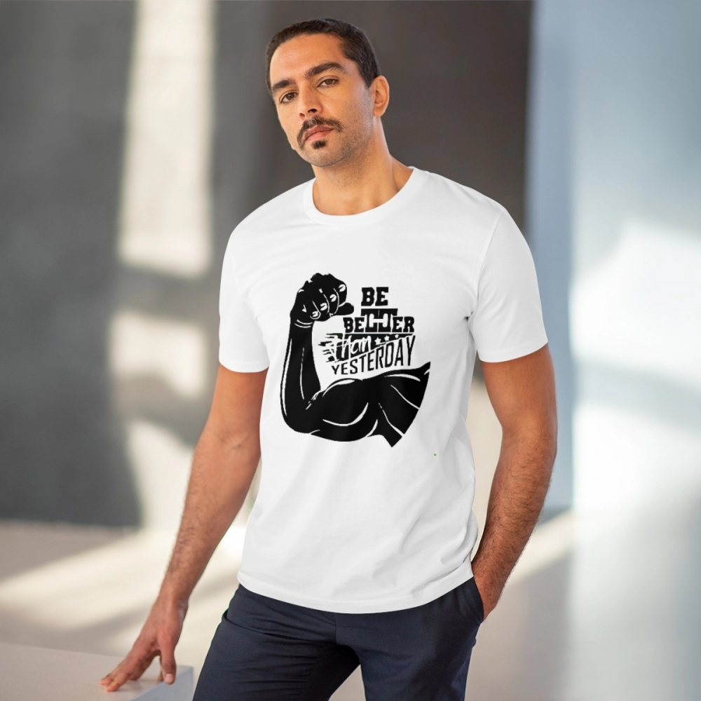 Generic Men's PC Cotton Be Beter Than Yesterday Printed T Shirt (Color: White, Thread Count: 180GSM) - Image 2