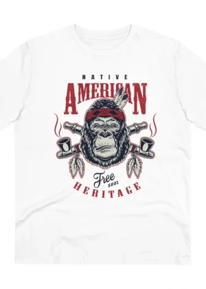 Men's PC Cotton Gorila Desing Printed T Shirt (Color: White, Thread Count: 180GSM)