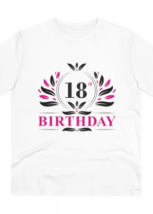 Generic Men's PC Cotton 18th Birthday Printed T Shirt (Color: White, Thread Count: 180GSM)