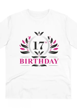 Generic Men's PC Cotton 17th Birthday Printed T Shirt (Color: White, Thread Count: 180GSM)