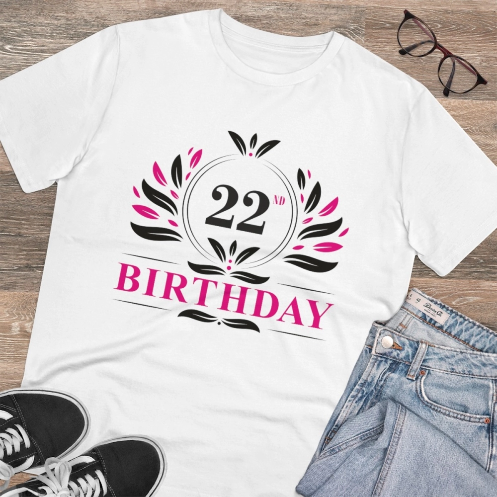 Generic Men's PC Cotton 22nd Birthday Printed T Shirt (Color: White, Thread Count: 180GSM) - Image 4