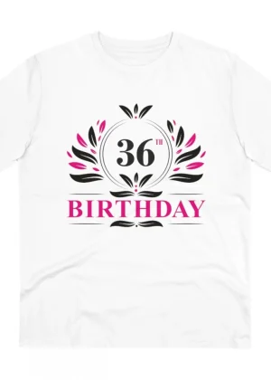 Generic Men's PC Cotton 36th Birthday Printed T Shirt (Color: White, Thread Count: 180GSM)