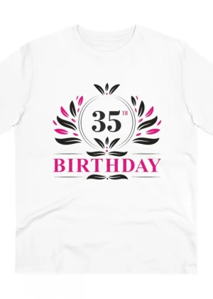 Generic Men's PC Cotton 35th Birthday Printed T Shirt (Color: White, Thread Count: 180GSM)
