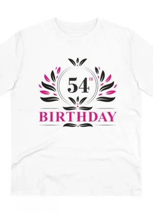 Generic Men's PC Cotton 54th Birthday Printed T Shirt (Color: White, Thread Count: 180GSM)