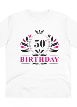 Generic Men's PC Cotton 50th Birthday Printed T Shirt (Color: White, Thread Count: 180GSM)