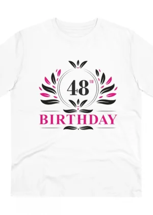 Generic Men's PC Cotton 48th Birthday Printed T Shirt (Color: White, Thread Count: 180GSM)