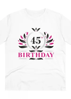 Generic Men's PC Cotton 45th Birthday Printed T Shirt (Color: White, Thread Count: 180GSM)