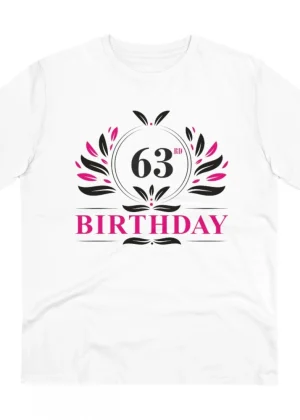 Generic Men's PC Cotton 63rd Birthday Printed T Shirt (Color: White, Thread Count: 180GSM)