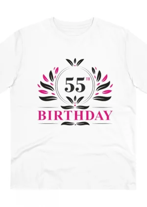 Generic Men's PC Cotton 55th Birthday Printed T Shirt (Color: White, Thread Count: 180GSM)