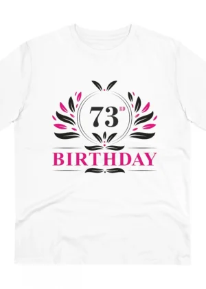 Generic Men's PC Cotton 73rd Birthday Printed T Shirt (Color: White, Thread Count: 180GSM)