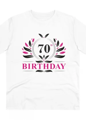 Generic Men's PC Cotton 70th Birthday Printed T Shirt (Color: White, Thread Count: 180GSM)