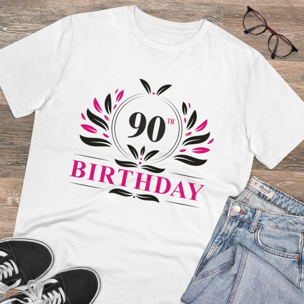 Generic Men's PC Cotton 90th Birthday Printed T Shirt (Color: White, Thread Count: 180GSM) - Image 4