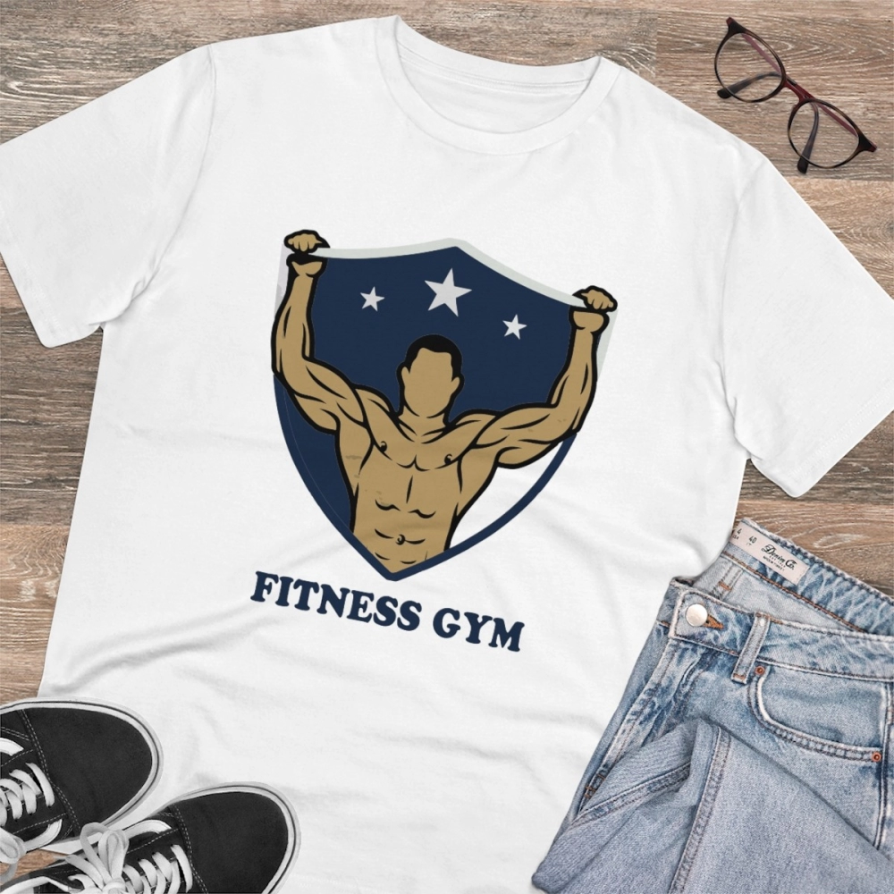 Generic Men's PC Cotton Fittnes Gym Printed T Shirt (Color: White, Thread Count: 180GSM) - Image 4