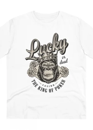 Generic Men's PC Cotton Gorila Desing Printed T Shirt (Color: White, Thread Count: 180GSM)