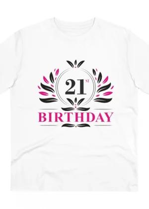 Generic Men's PC Cotton 21st Birthday Printed T Shirt (Color: White, Thread Count: 180GSM)