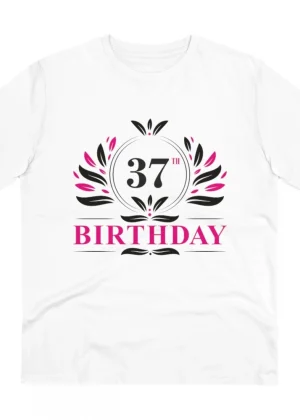 Generic Men's PC Cotton 37th Birthday Printed T Shirt (Color: White, Thread Count: 180GSM)