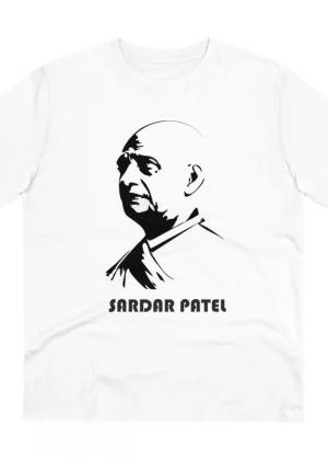 Generic Men's PC Cotton Sardar Patel Printed T Shirt (Color: White, Thread Count: 180GSM)