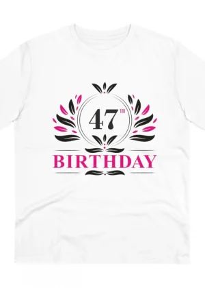 Generic Men's PC Cotton 47th Birthday Printed T Shirt (Color: White, Thread Count: 180GSM)